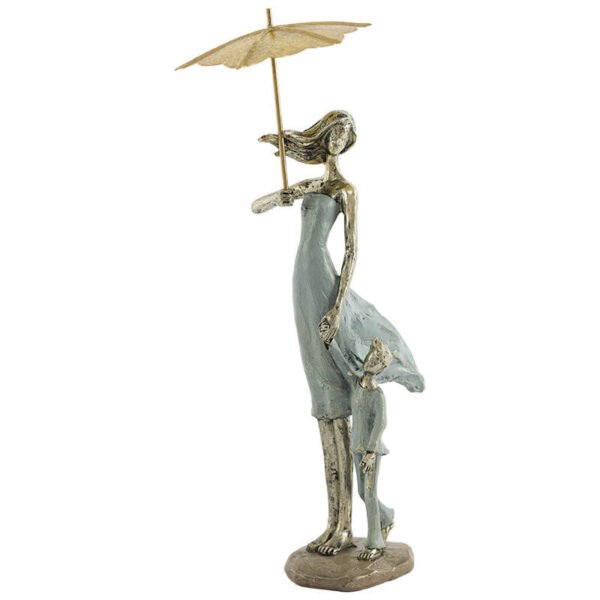 MOTHER AND CHILD WITH GOLD UMBRELLA 29cm
