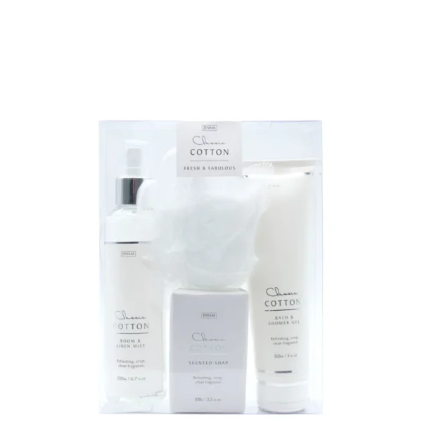 Classic Cotton Fresh & Fabulous - 200ml Room & Linen Mist, 150ml Bath & Shower Gel, 30g Mesh Sponge & 100g Soap