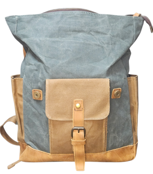Leather & Canvas Laptop Backpack - Image 4