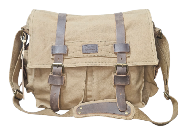 Leather & Canvas Messenger Bag