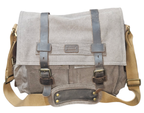 Leather & Canvas Messenger Bag - Image 7