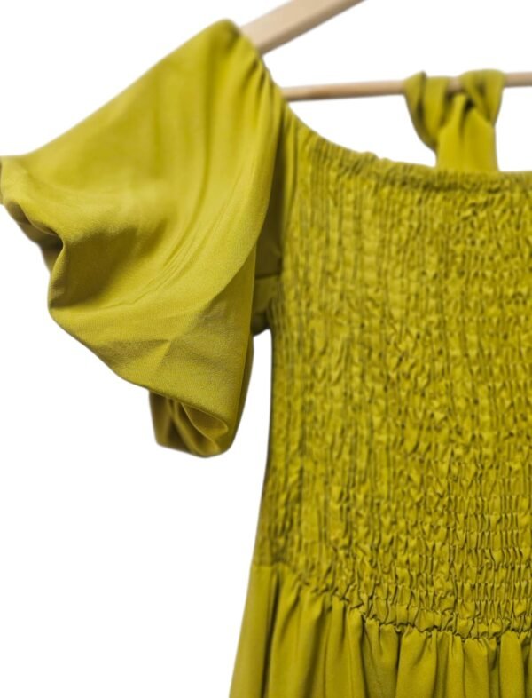 Puff Sleeve Dress with Smocked Top & matching Belt - Image 3