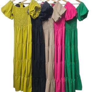 Puff Sleeve Dress with Smocked Top & matching Belt