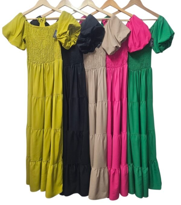 Puff Sleeve Dress with Smocked Top & matching Belt