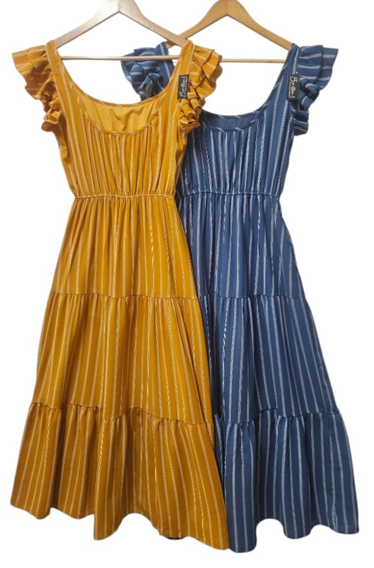 Sleeve-less Dress with Pin Stripes