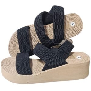 Elastic Slingback Wedge Sandals