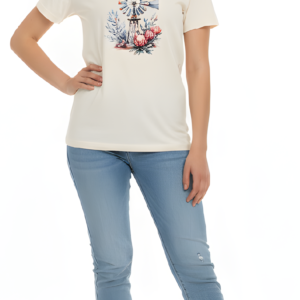 Cotton T-Shirt / Cream / Protea Print