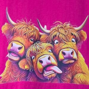 Cotton T-Shirt / Pink / Cow Print
