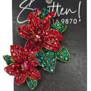 Double Red Flower Pin Brooch