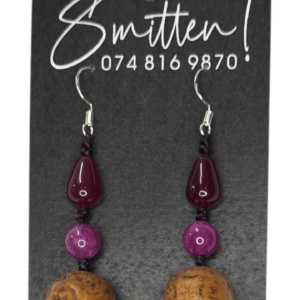 Natural Stone and Wood Earring