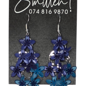 Blue Dangling Floral Earring