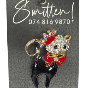 Black & Red Kitty Cat Brooch