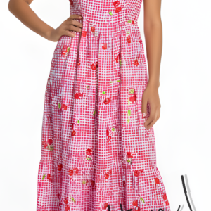 Pink Cherry Plaid Dress