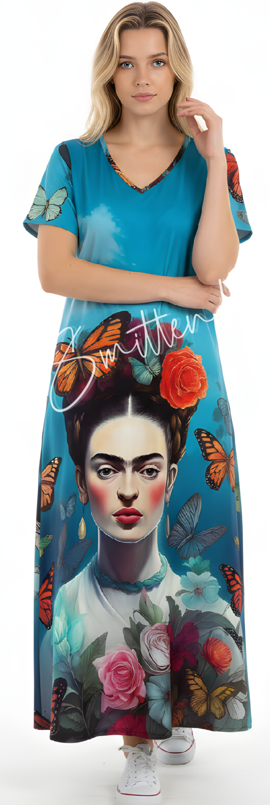 Frida Blue Butterfly Dress