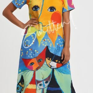 Inspired Kids Drawing Sun/Cat Dress
