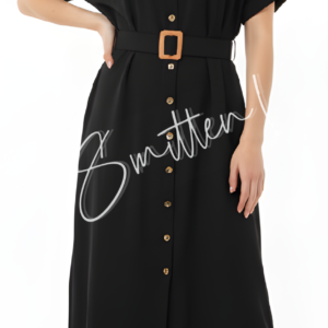 Solid Front Belted Dress