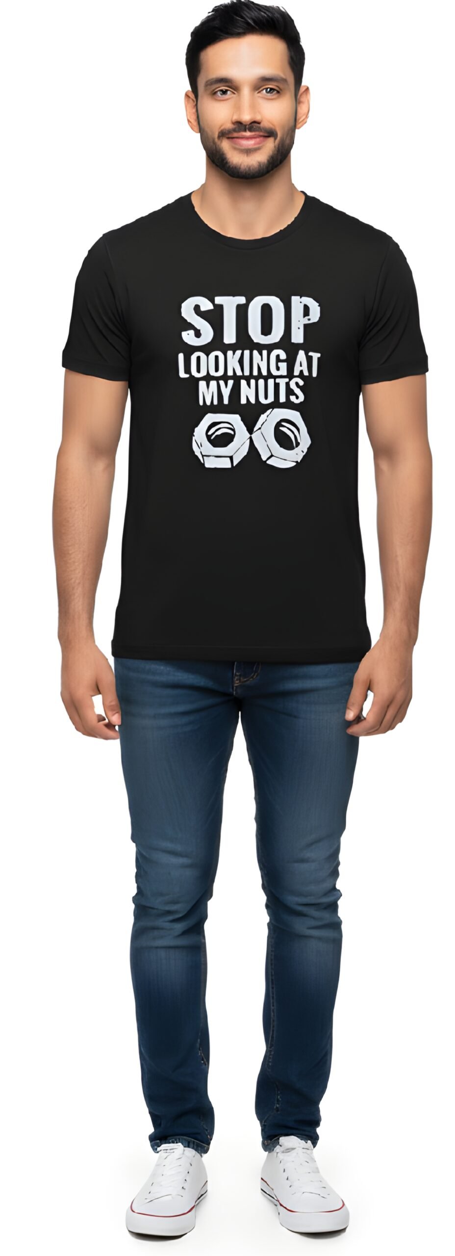 Cotton T-Shirt / Black / Nuts Print - Image 2