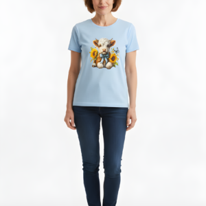Baby Cow and Sunflower Cotton T-Shirt