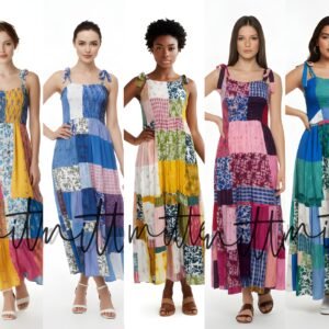 Alternative view of Tie Strap Sun Dress Patchwork Pink