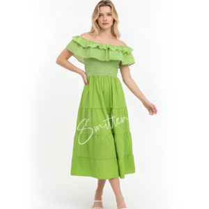 Dress Heart Shape Smocked Bust and Frills