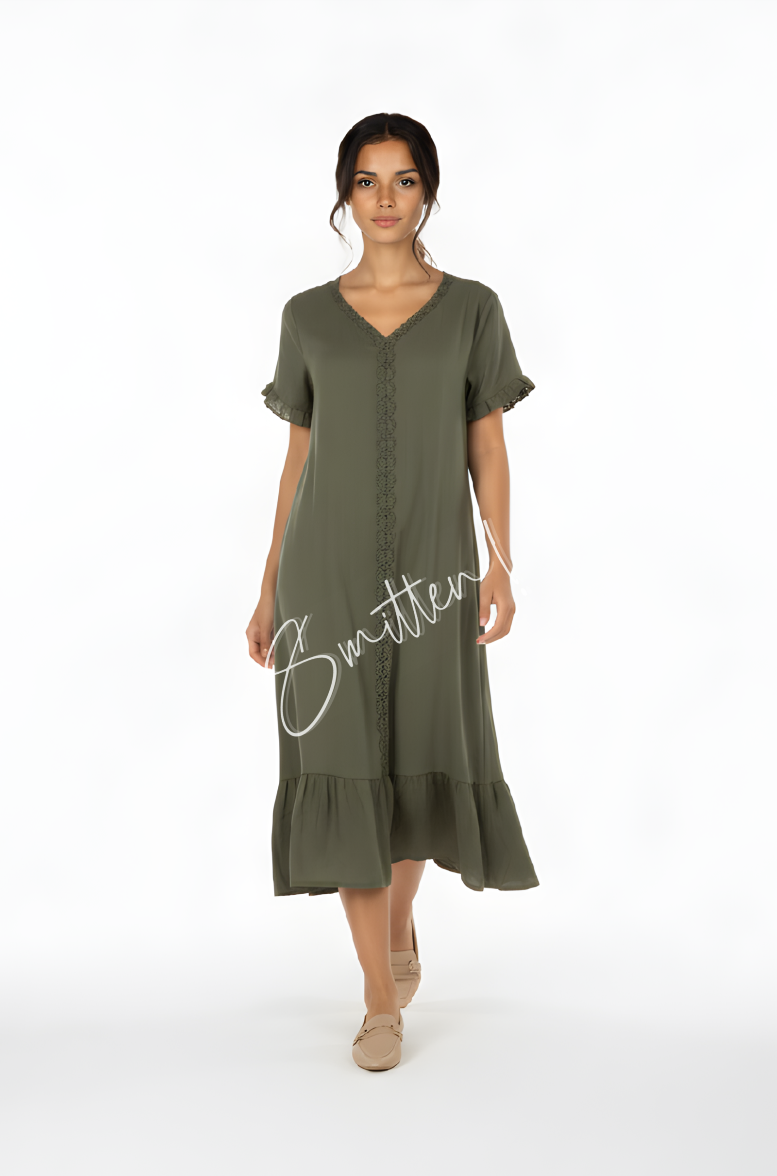 A-Line Short Dress Green