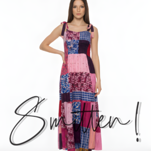 Tie Strap Sun Dress Patchwork Pink