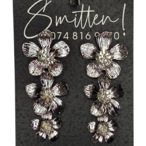 Silver-tone floral drop earrings