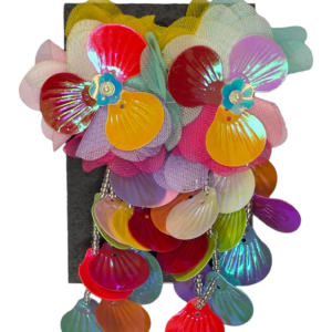 Flower fringe drop earrings