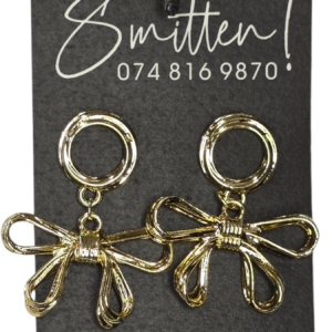 Gold-tone bow drop earrings