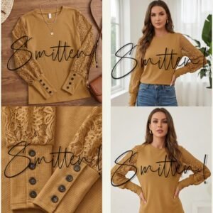 Alternative view of Waffle-knit top - Rust