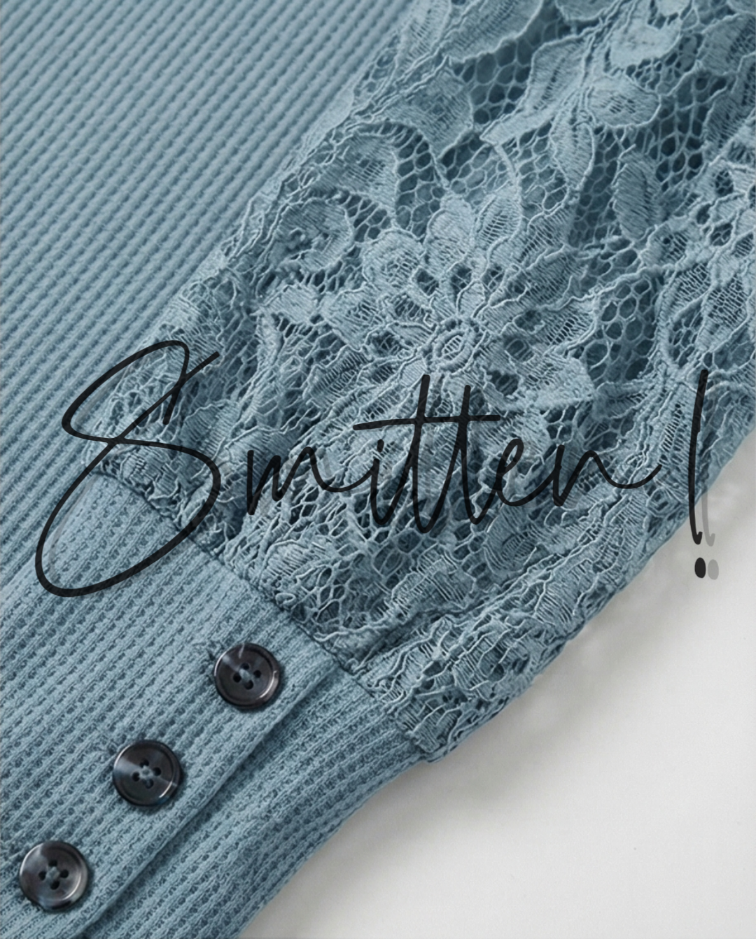 Waffle-knit top - Blue - Image 4