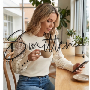 Waffle-knit top - Cream