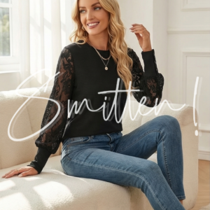 Waffle-knit top - Black