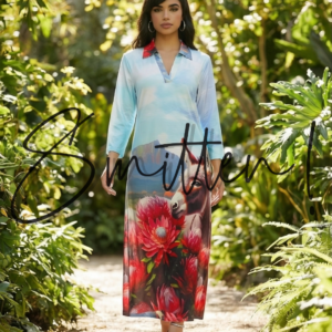 Donkey and Protea Flower Maxi Dress