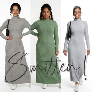 Alternative view of Ribbed knit maxi dress KHAKI
