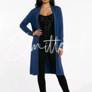 Longline open-front cardigan - Navy