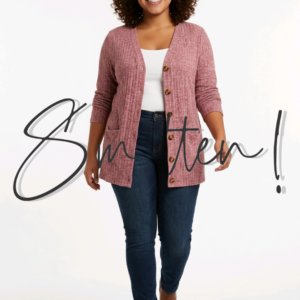 Knit cardigan - front button-down - Maroon