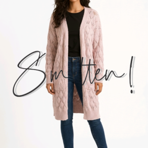 Diamond knit Longline cardigan - Pink