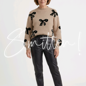 Pearl-Embellished Bow Sweater / Jersey BEIGE