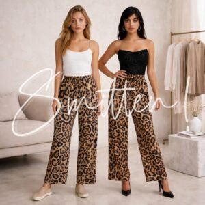Leopard Print wide-leg Pants Coffee