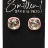 Crystal Bezel Studs Earrings Square Shape