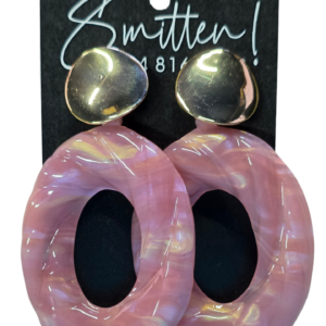 Pink Marble-finish acrylic drop Earrings
