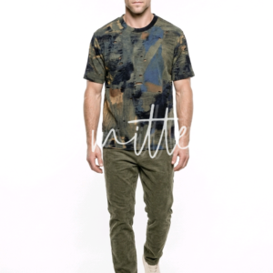 Distressed camo-print shirt - Blue