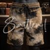 Distressed camo-print shorts - Brown