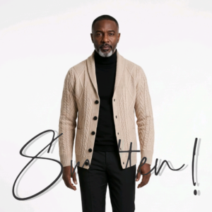  Men's Cable-knit Collar cardigan - Beige