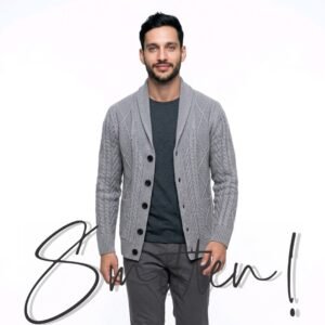  Men's Cable-knit Collar cardigan - Grey