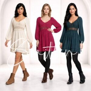  Bohemian-style mini dress - Cream