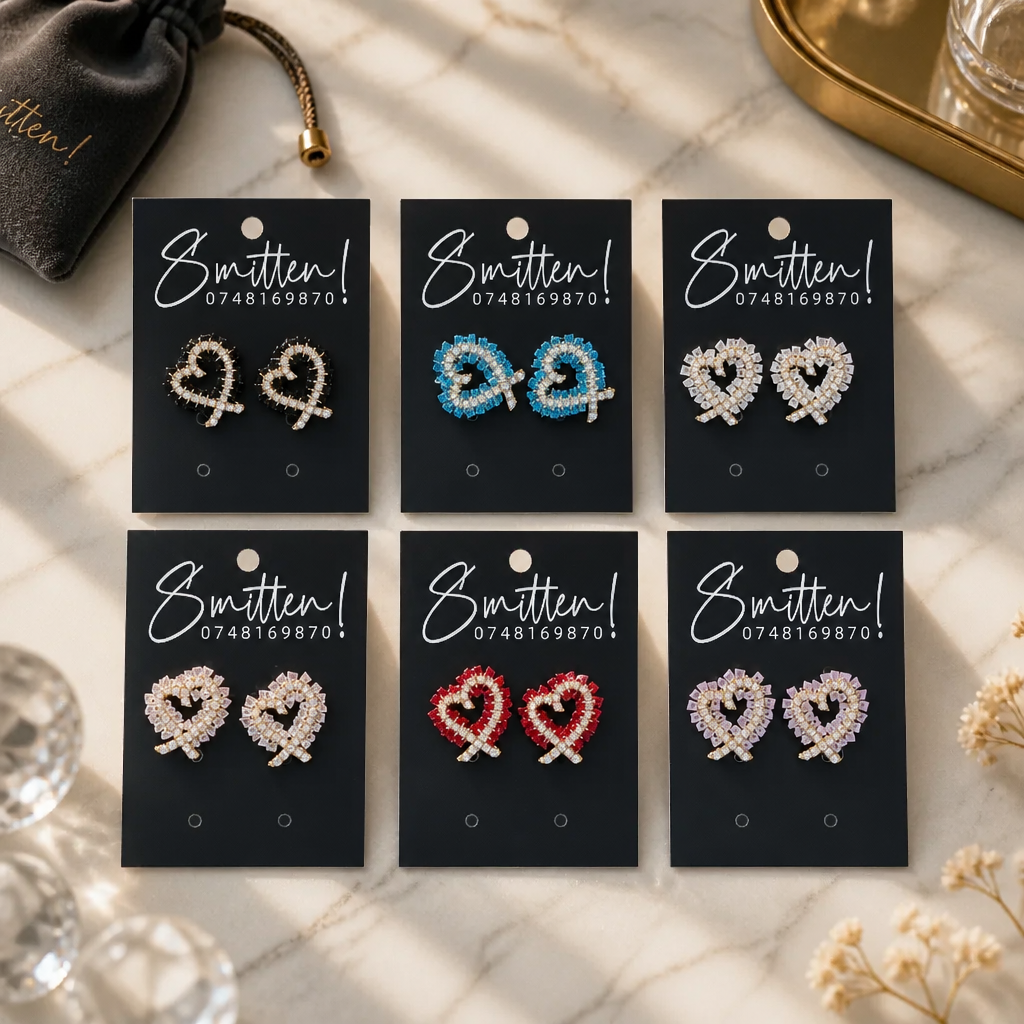 Crossover Rhinestone Heart Stud Earrings