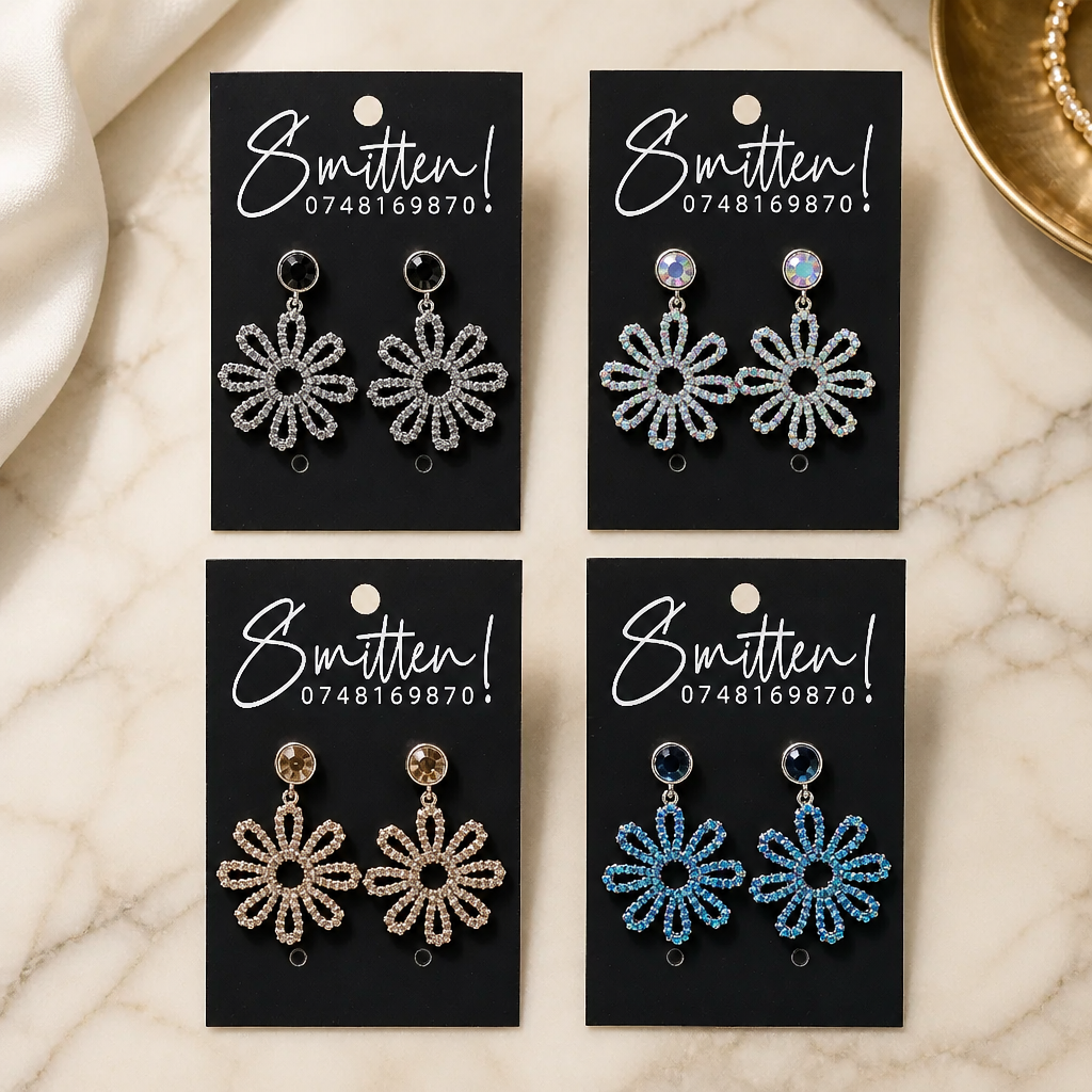Crystal Flower Drop Earrings