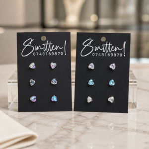 Iridescent heart-shaped stud earrings